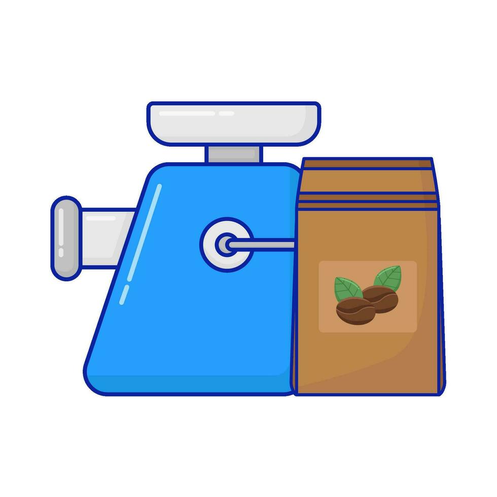 amoladora café con café embalaje ilustración vector