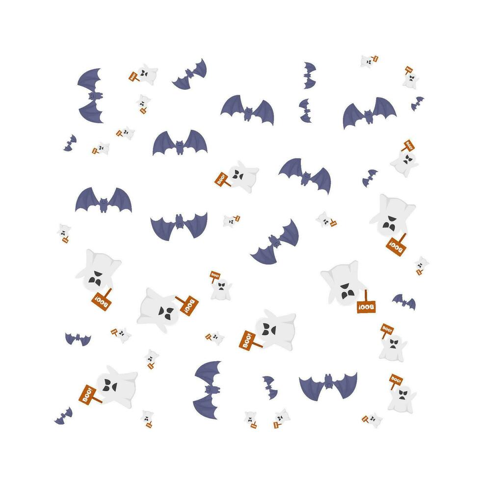 halloween pattern ghost with bat illustration vector