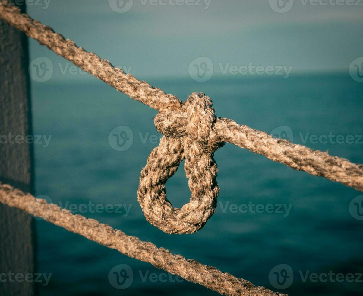 Marine rope knot closeup photo