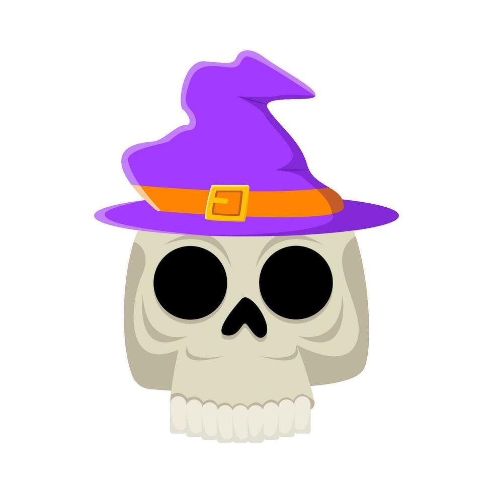 spooky hat witch in skull illustration vector