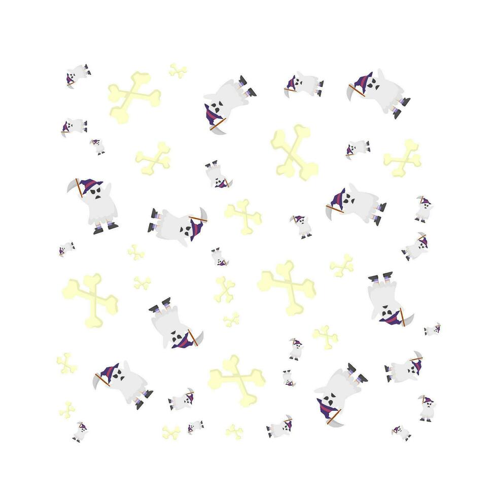 halloween pattern ghost with bat illustration vector