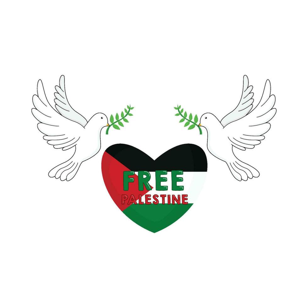 dove in love free palestine illustration vector