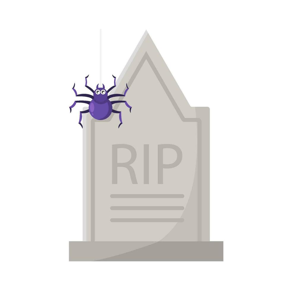 spider in tombstone illustration vector