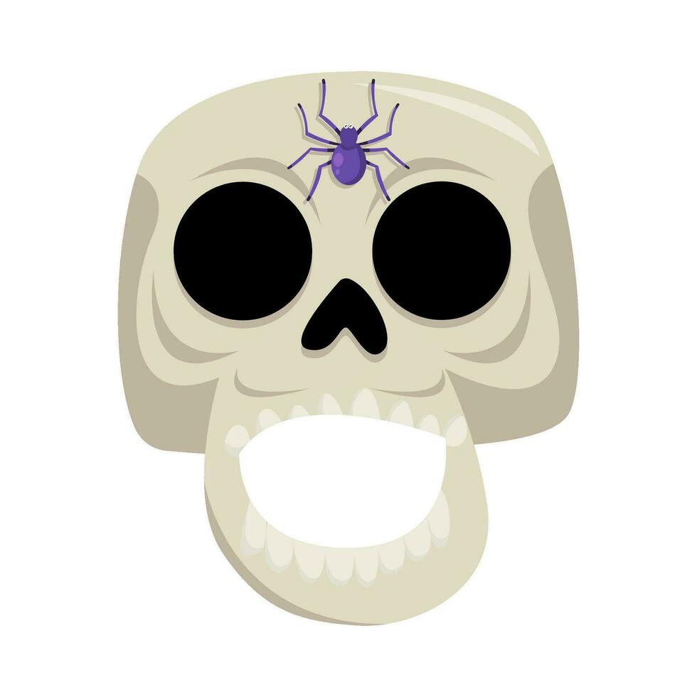 spider in skull illustration vector