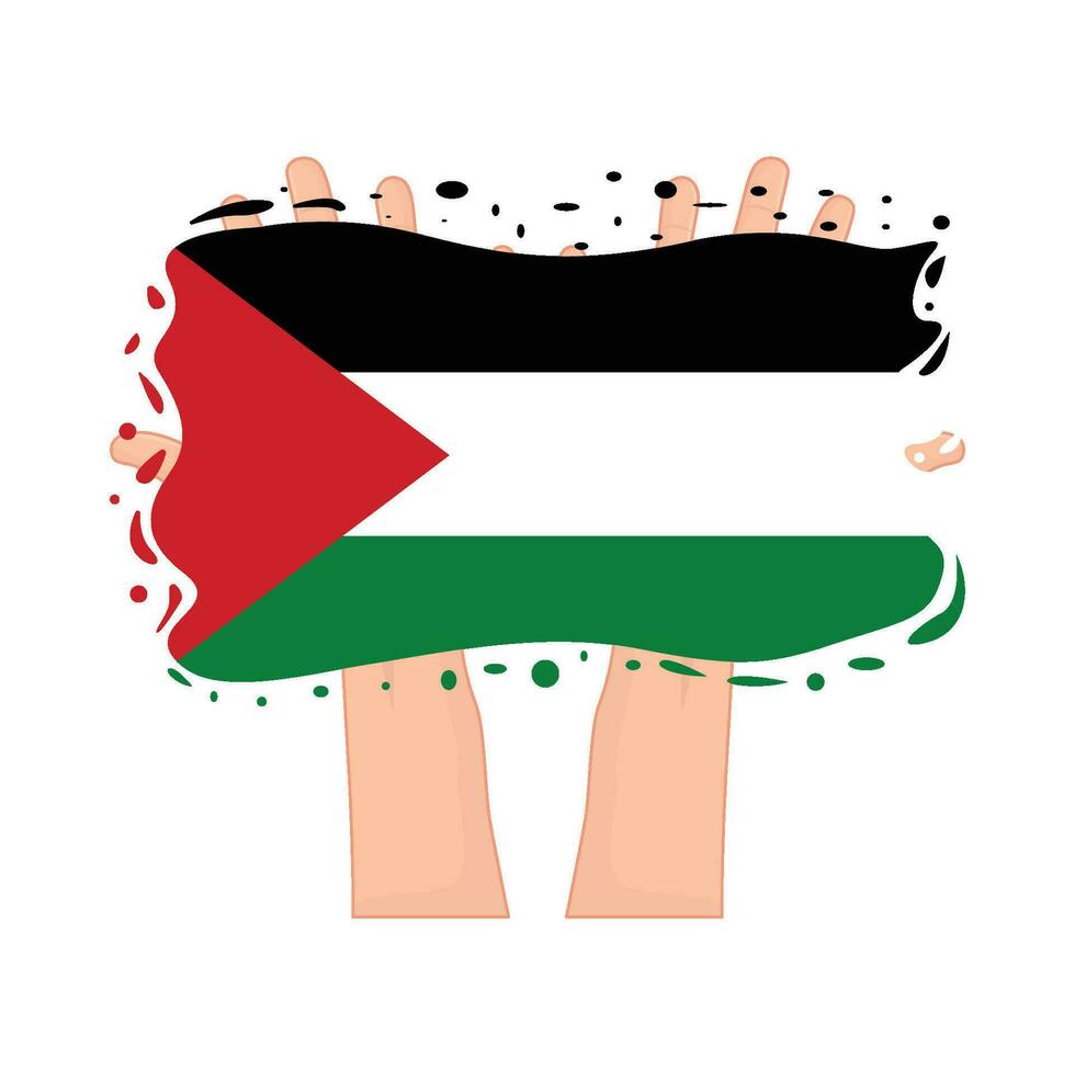 free palestine hand gesture with flag palestine illustration vector