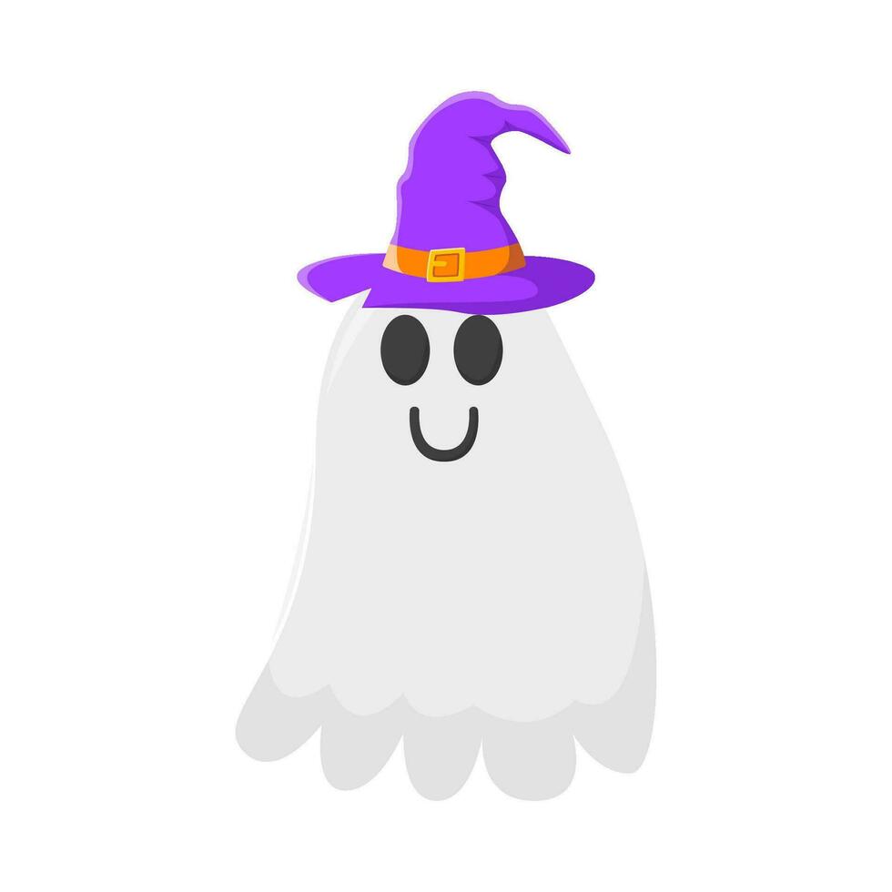 spooky hat witch in ghost illustration vector