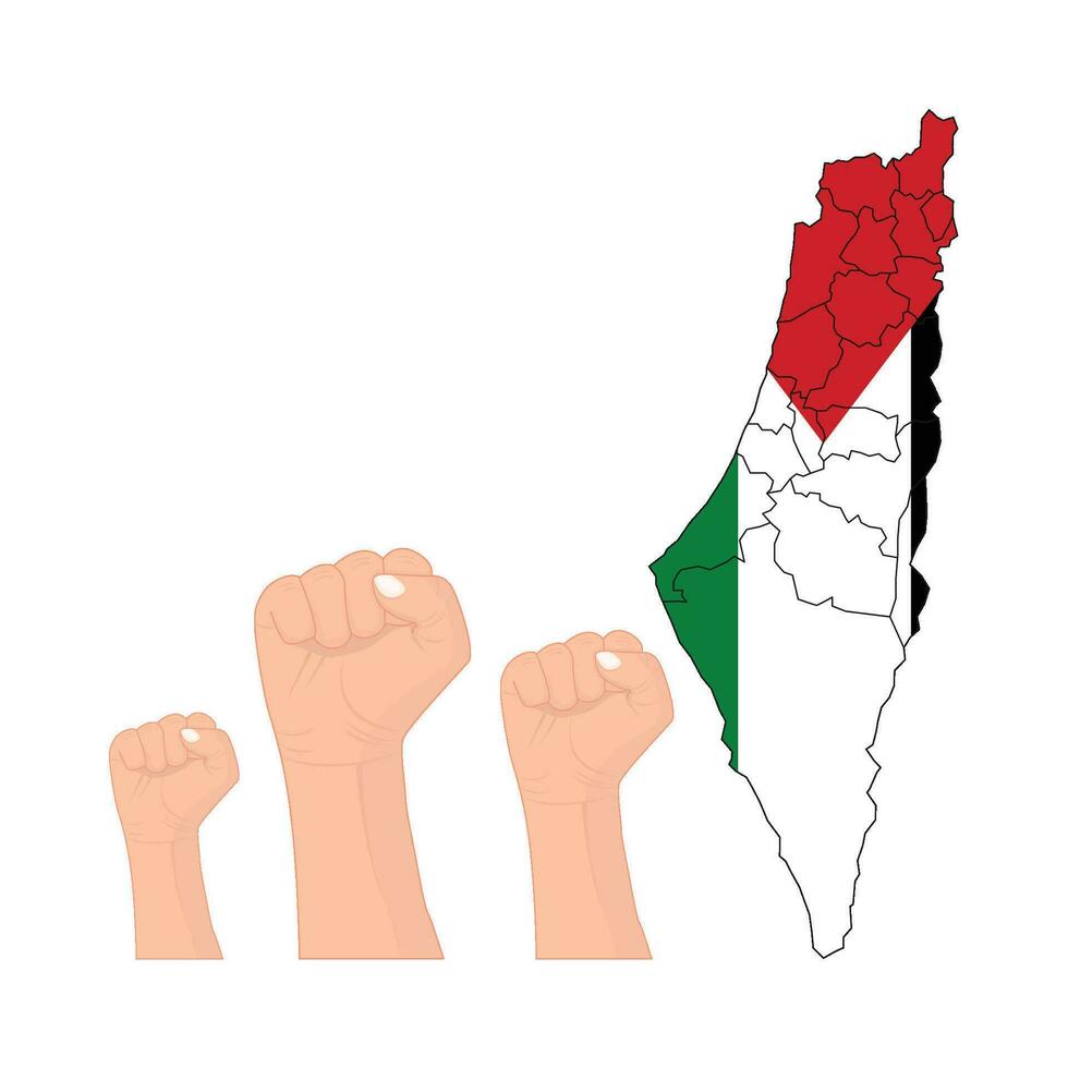 mano gesto con mapas Palestina ilustración vector