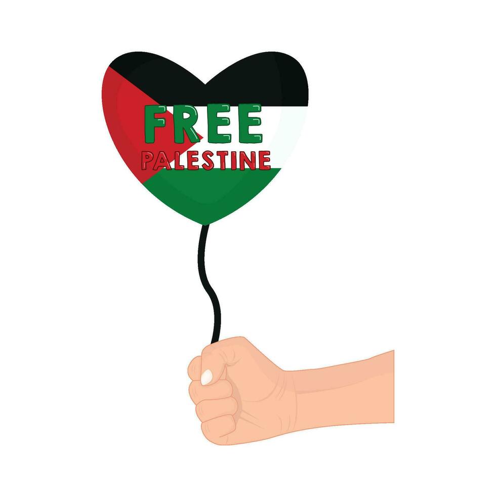 free palestine in love balloon illustration vector