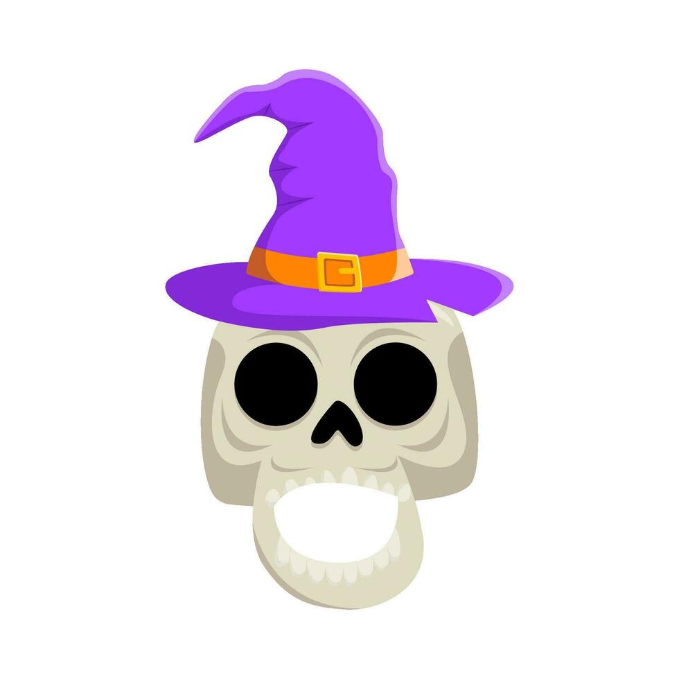 spooky hat witch in skull  illustration vector