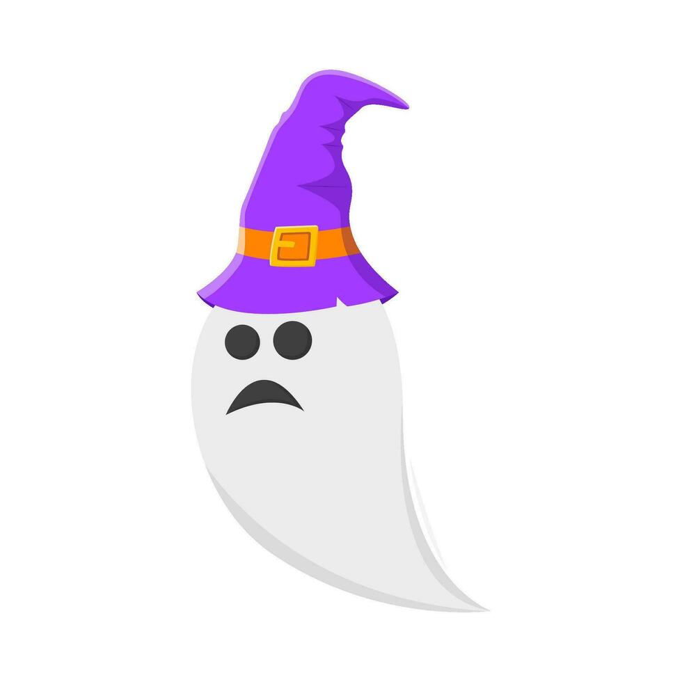 spooky hat witch in ghost illustration vector