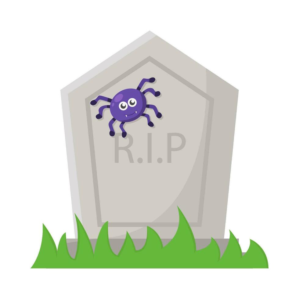 spider in tombstone illustration vector