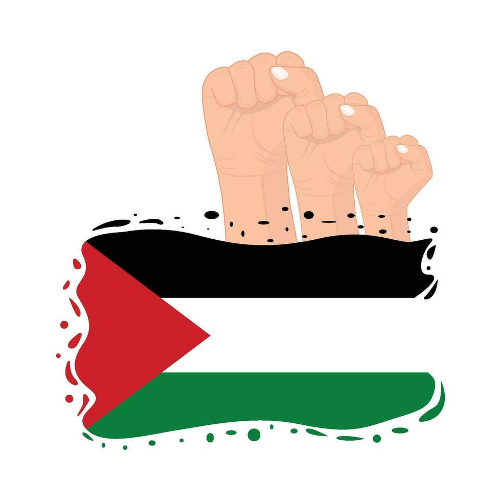 gratis Palestina mano gesto con bandera Palestina ilustración vector