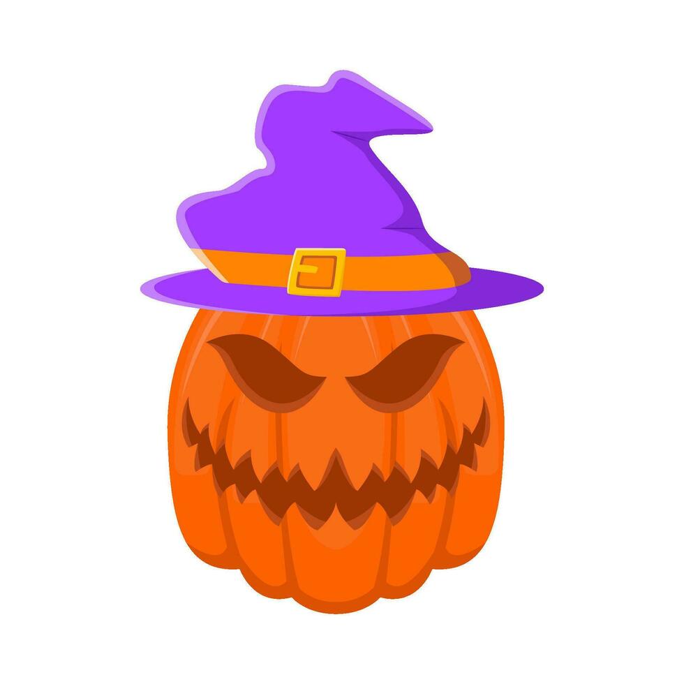 spooky hat witch in pumpkin illustration vector