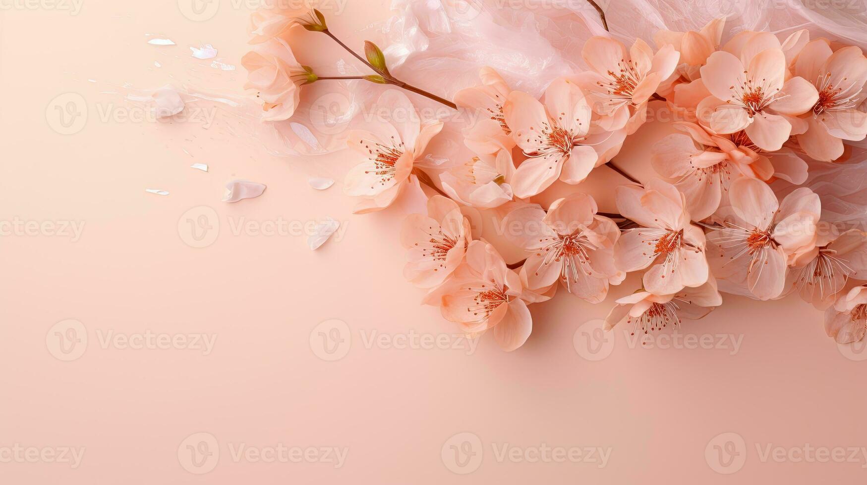 AI generated Serene Peach Blossoms Elegance, Soft 2024 Color Trend Emerge. photo