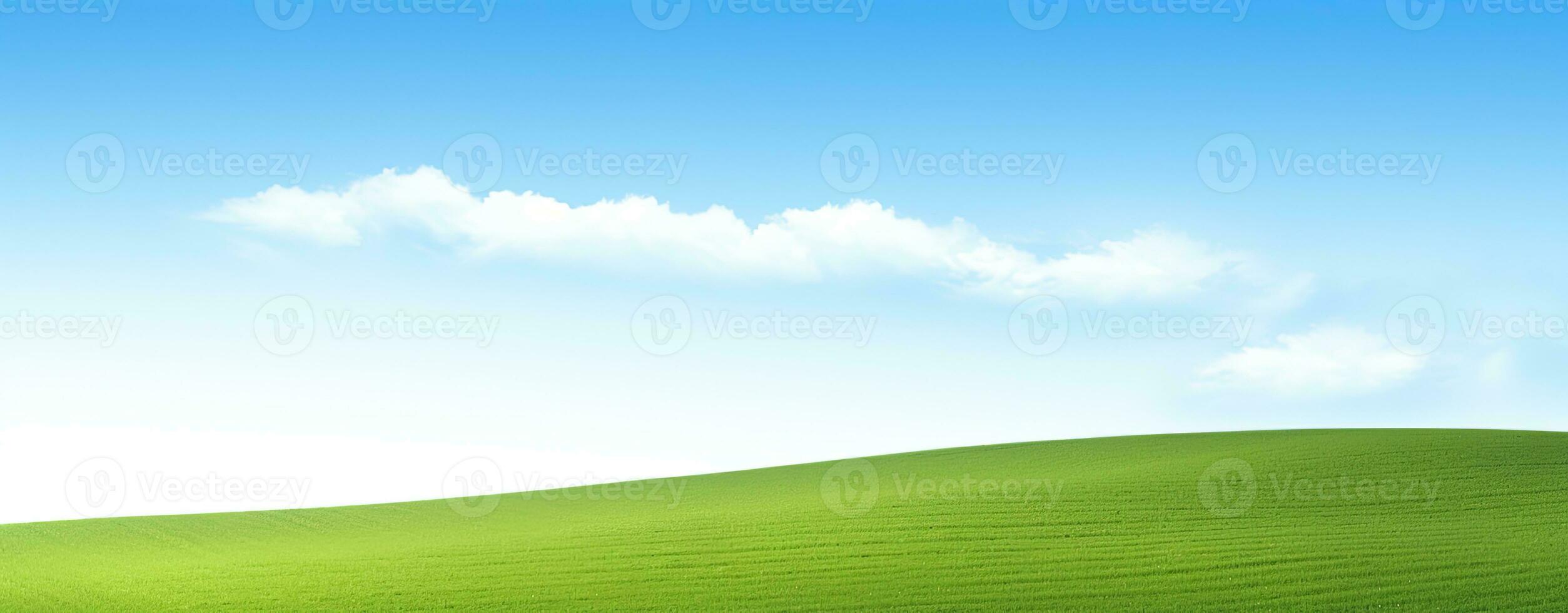 AI generated Lush Green Hills Under Blue Sky with Serene Clouds photo