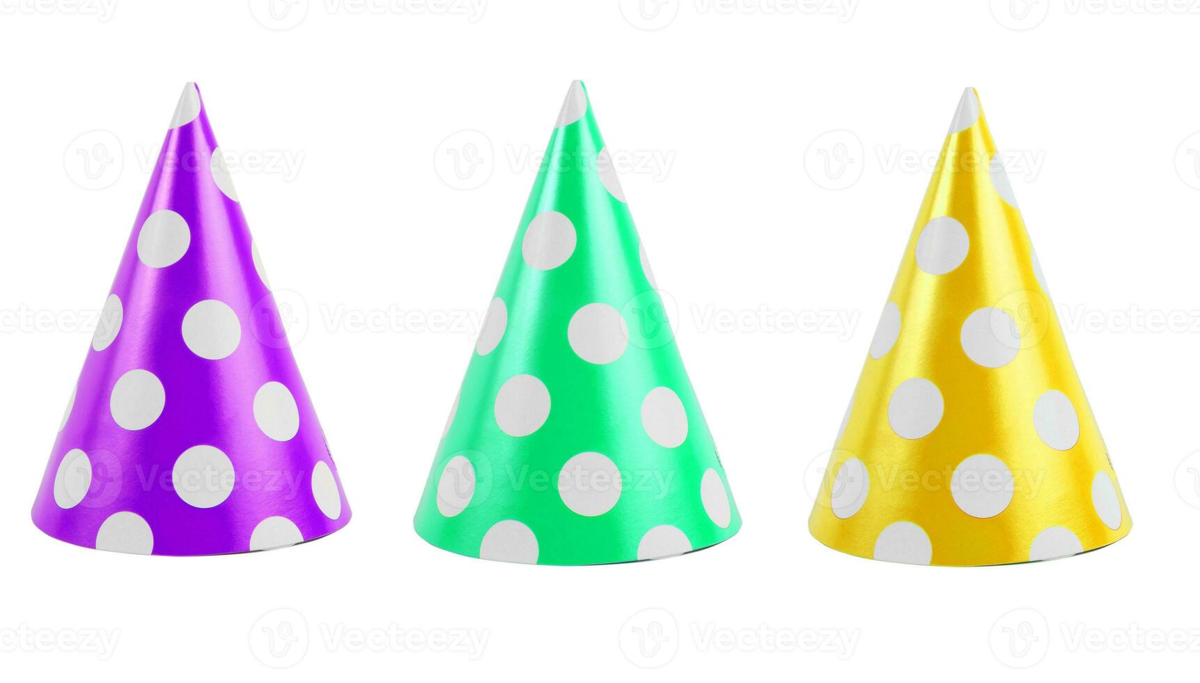 party hats on white photo