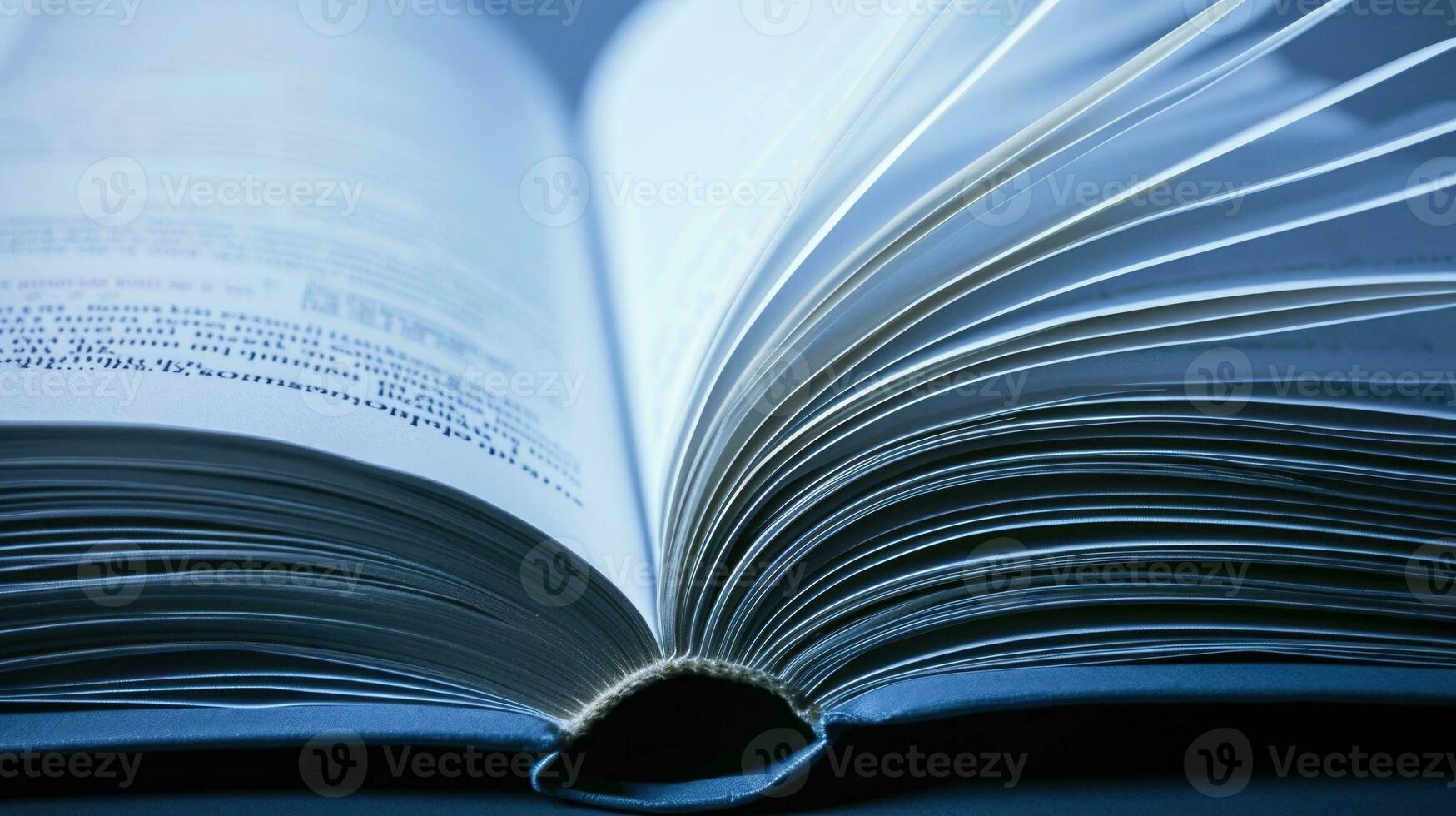 AI generated Open Book with Blue Cover in Soft Light. photo