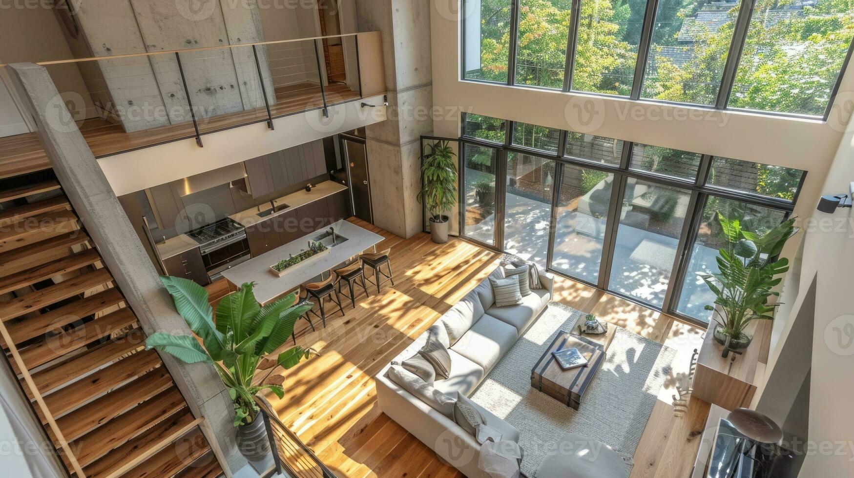 AI generated Elegant Modern Home Interior with Natural Light and Style. photo