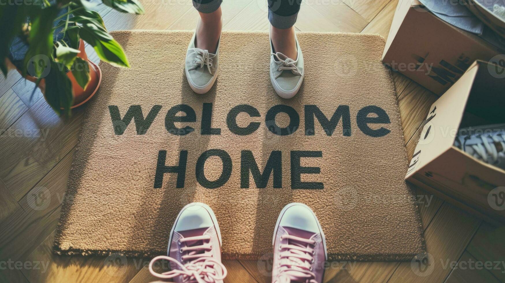 AI generated Welcome Home Mat at the Entrance of New Residence photo