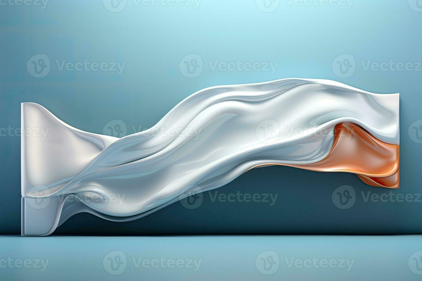 AI generated Abstract Wavy Design Mockup on Blue Gradient Banner photo