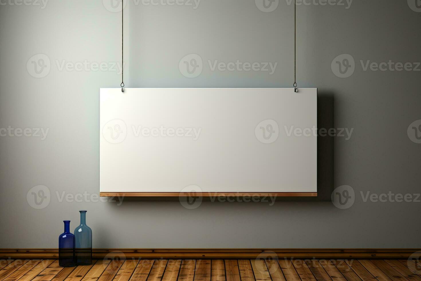AI generated Spacious Interior with Large Blank Wall Banner Mockup photo