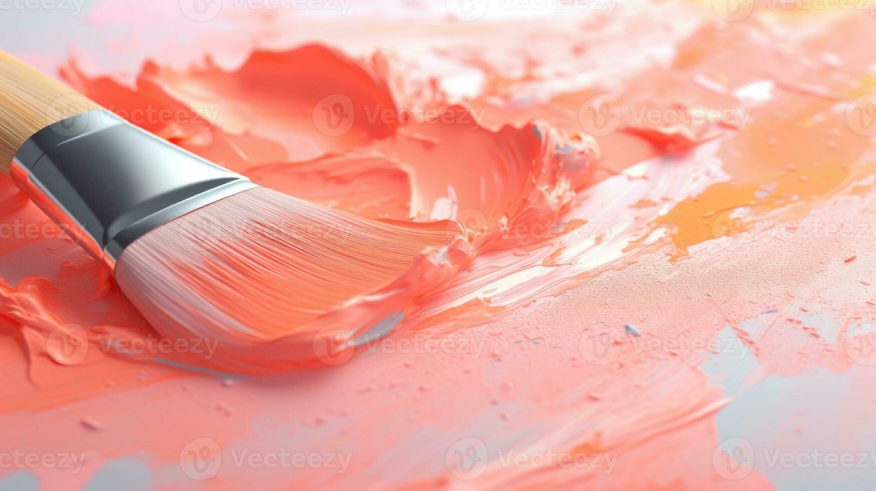 AI generated Vibrant Peach Paint Stroke on Canvas, Abstract Artistic Expression. photo