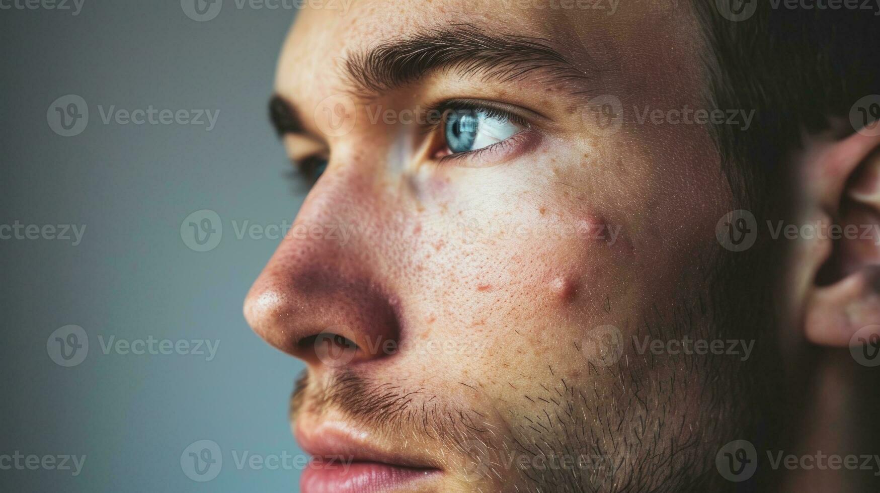 AI generated Close-Up of Male Skin Showing Acne and Complexion Details photo