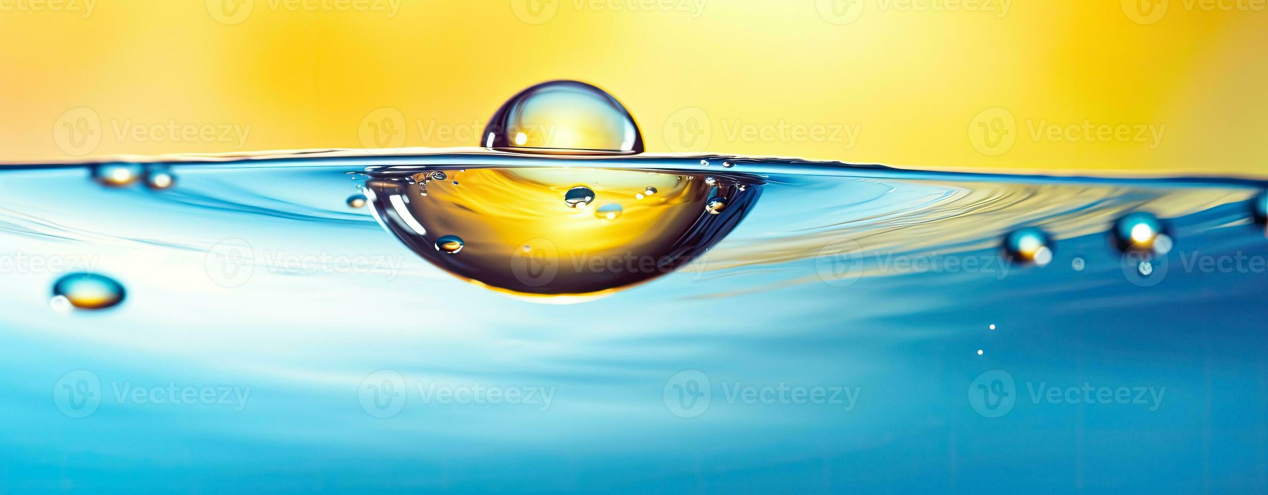 AI generated Abstract Blue Water Flow on Vibrant Yellow Background photo