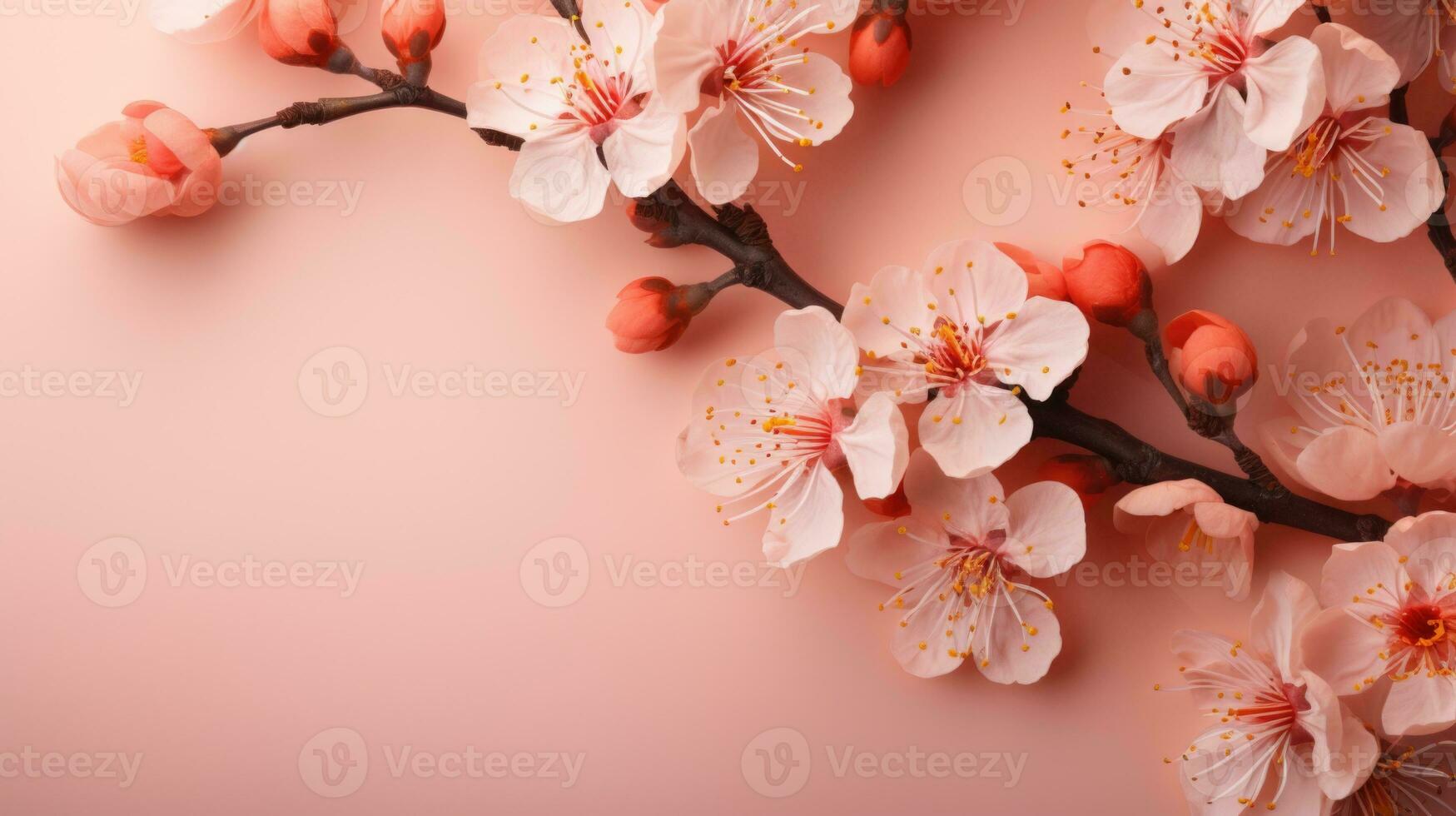 AI generated Peach Blossoms in Full Bloom, Symbolizing Spring Renewal. photo