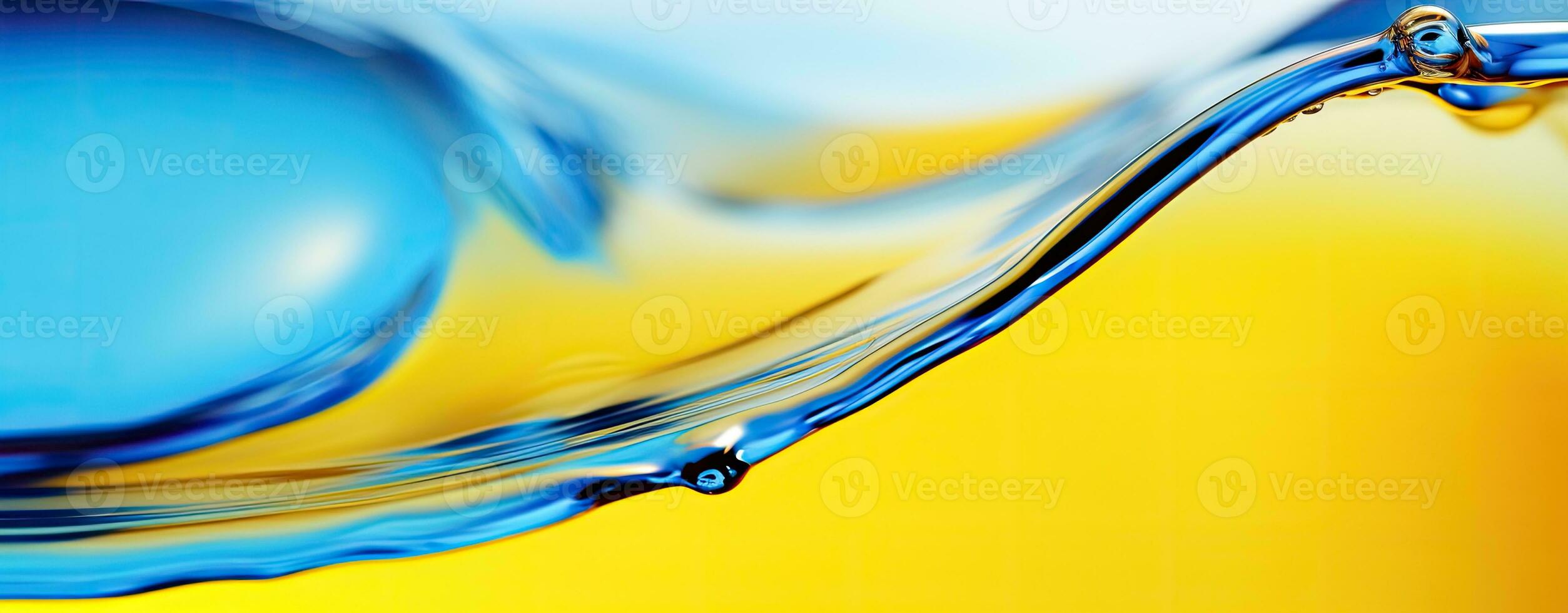 AI generated Abstract Blue Water Flow on Vibrant Yellow Background photo