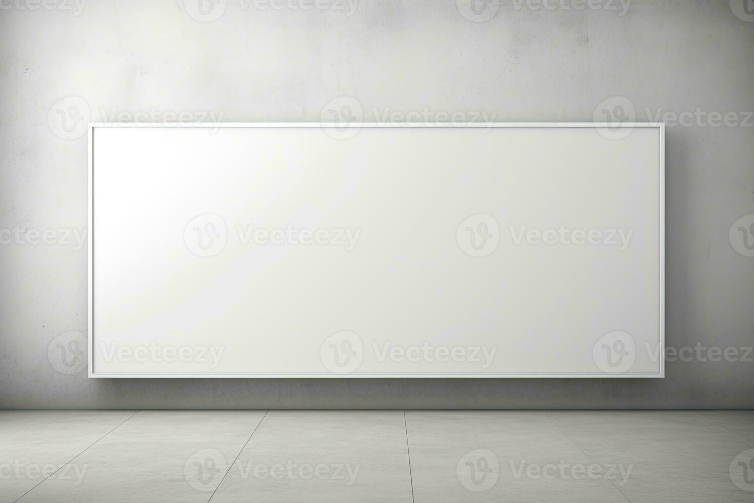 AI generated Spacious Interior with Large Blank Wall Banner Mockup photo