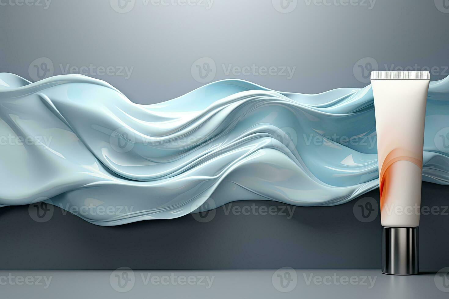 AI generated Abstract Wavy Design Mockup on Blue Gradient Banner photo