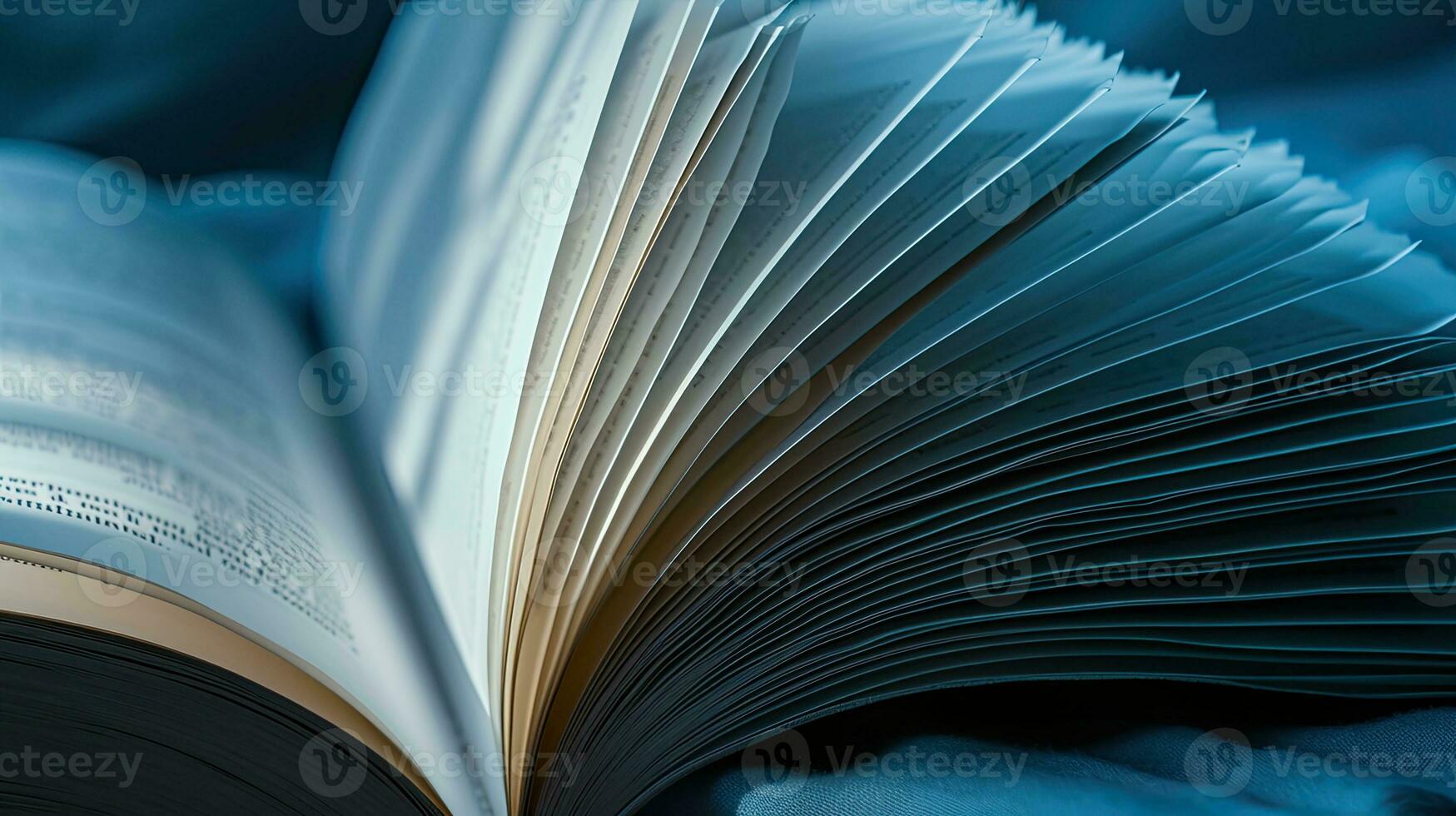 AI generated Open Book with Blue Cover in Soft Light. photo