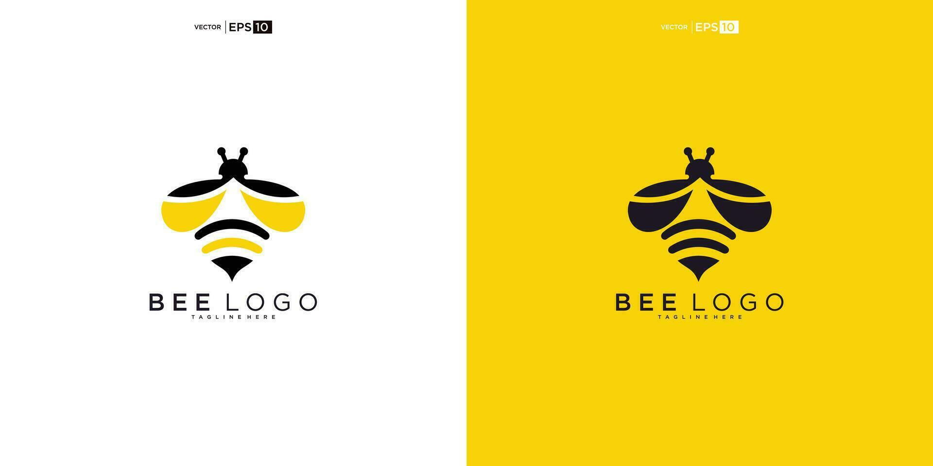 miel abeja animales logo diseño vector