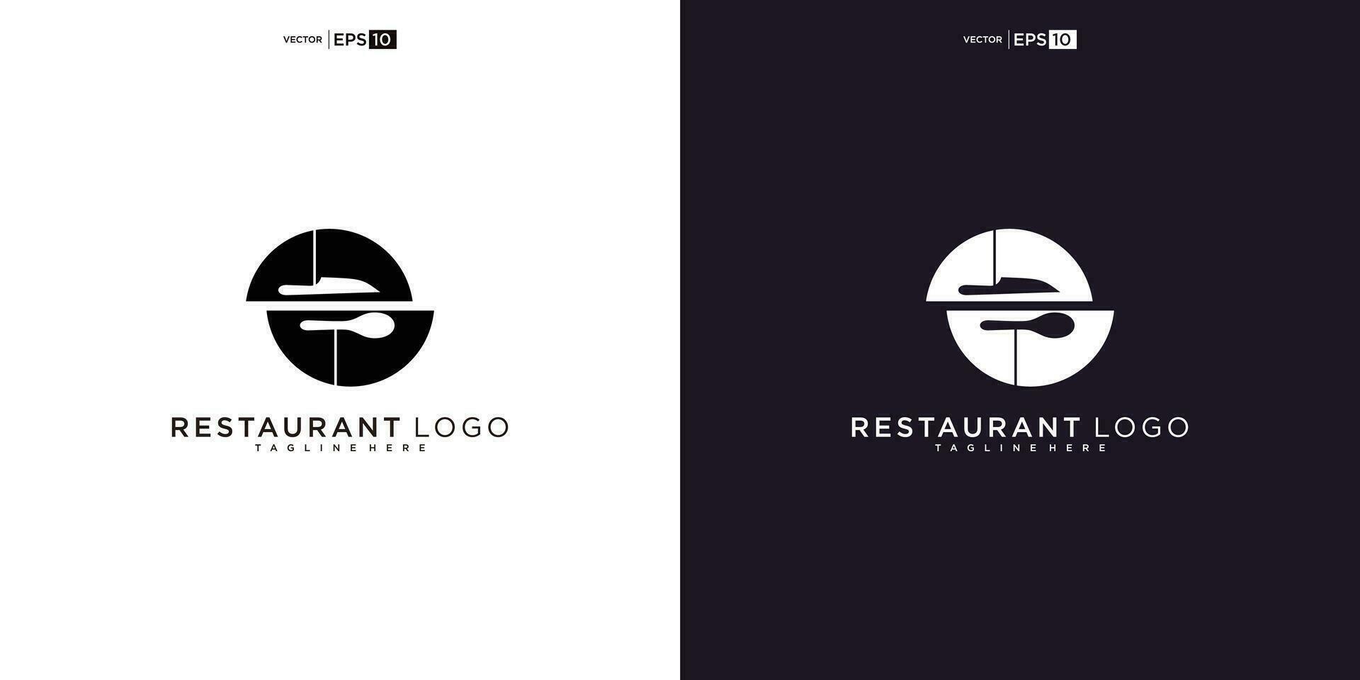 Restaurant logo with spoon and fork icon, modern concept vector