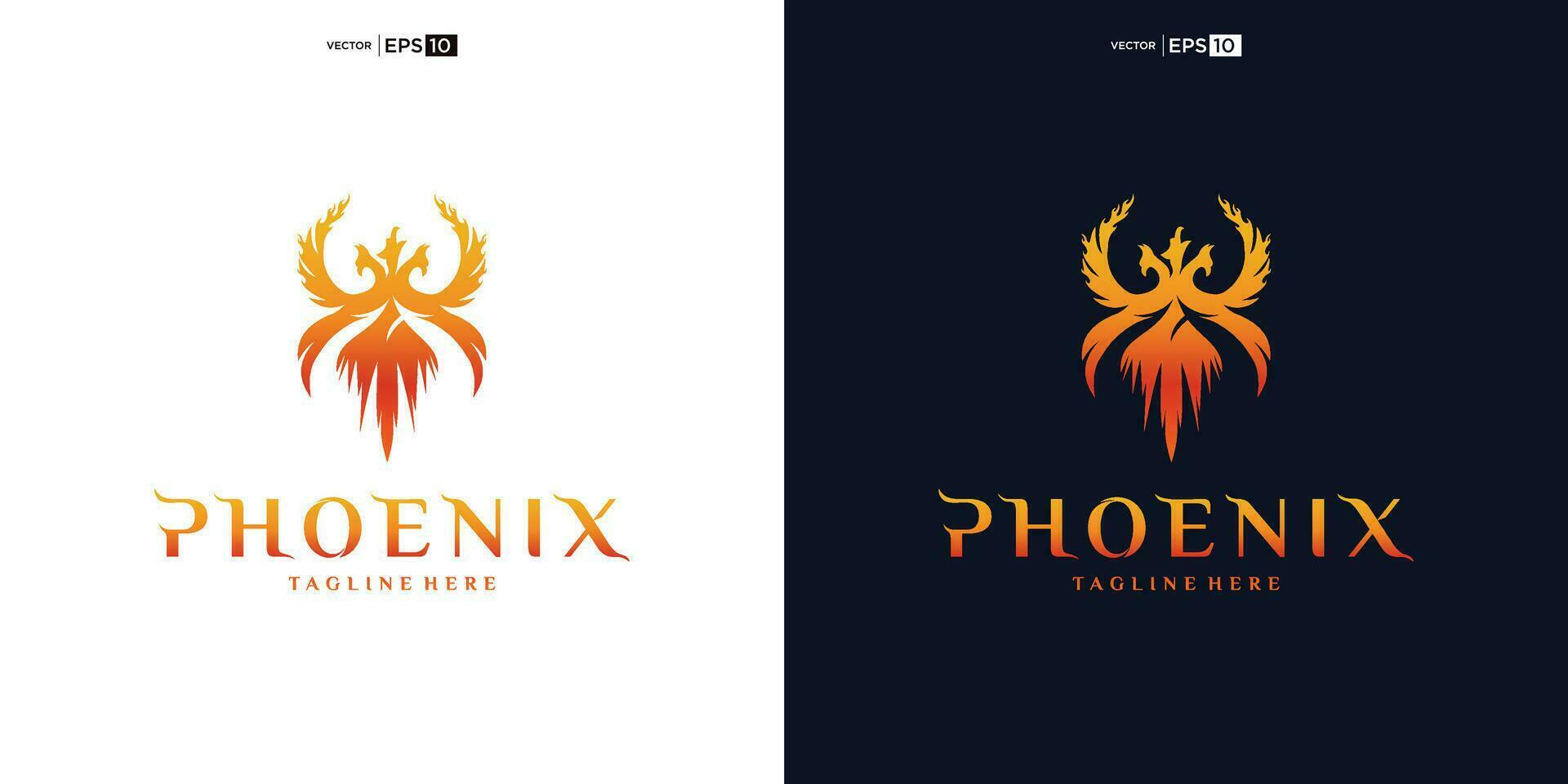Phoenix rising Wings Logo fire design vector template. Luxury corporate Falcon Eagle Hawk bird Logotype concept icon.