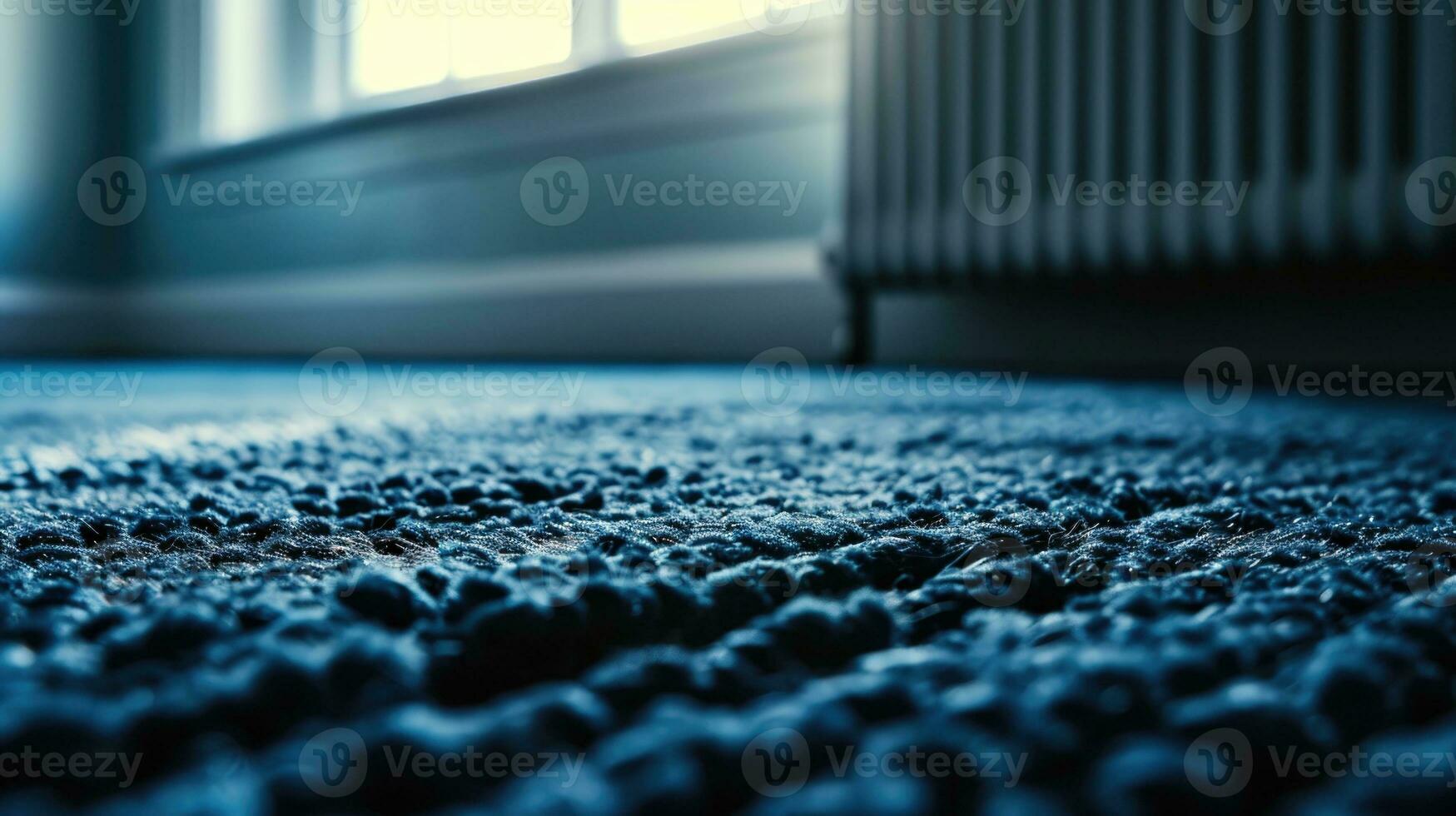 AI generated Close-Up of Blue Textured Carpet in Modern Home Interior. photo