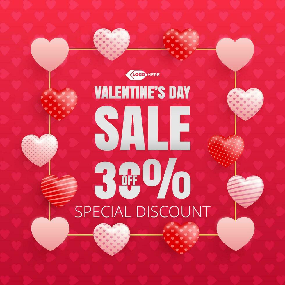 Happy valentine's day sale banner template vector