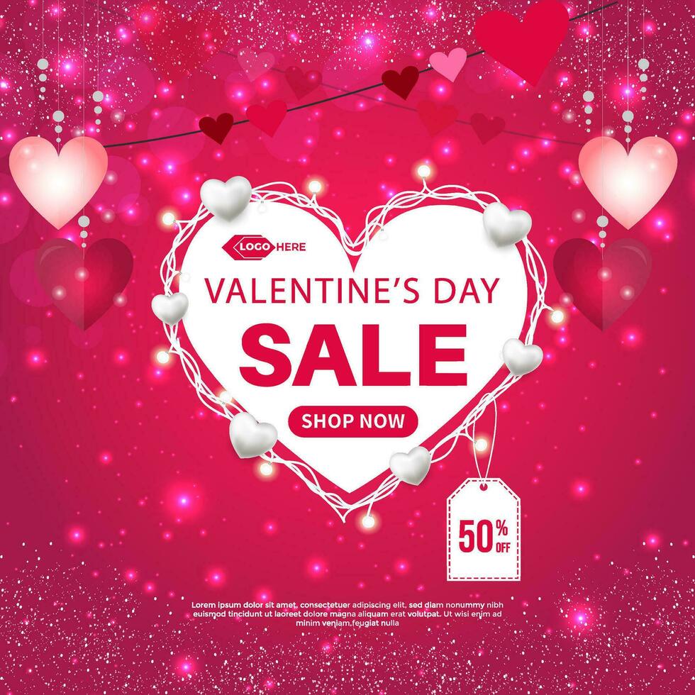 Happy valentine's day sale banner template vector