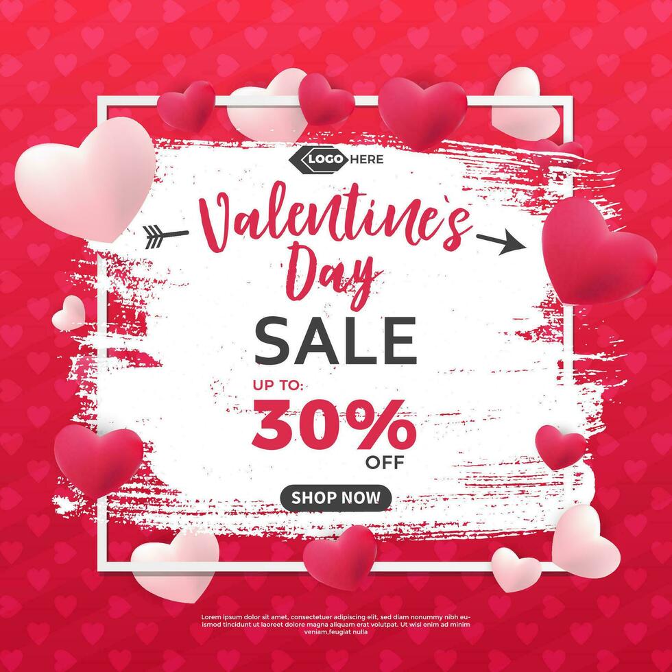 Happy valentine's day sale banner template vector