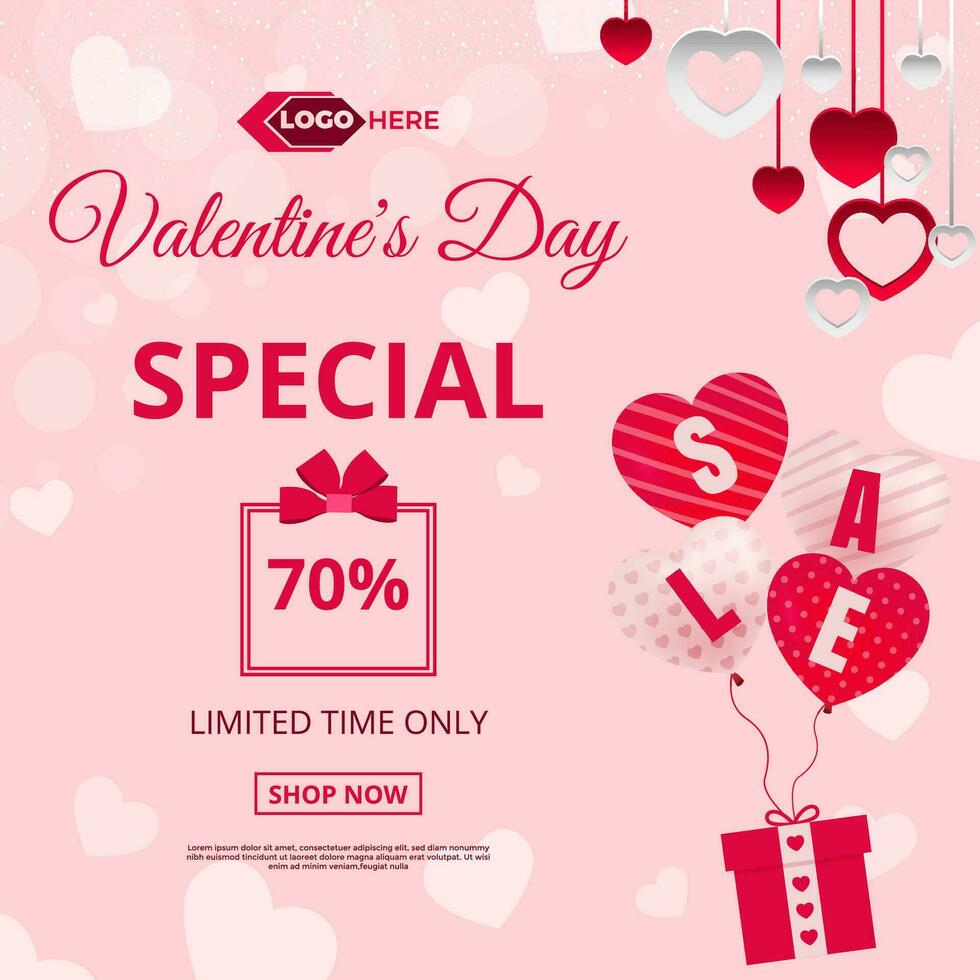 Happy valentine's day sale banner template vector