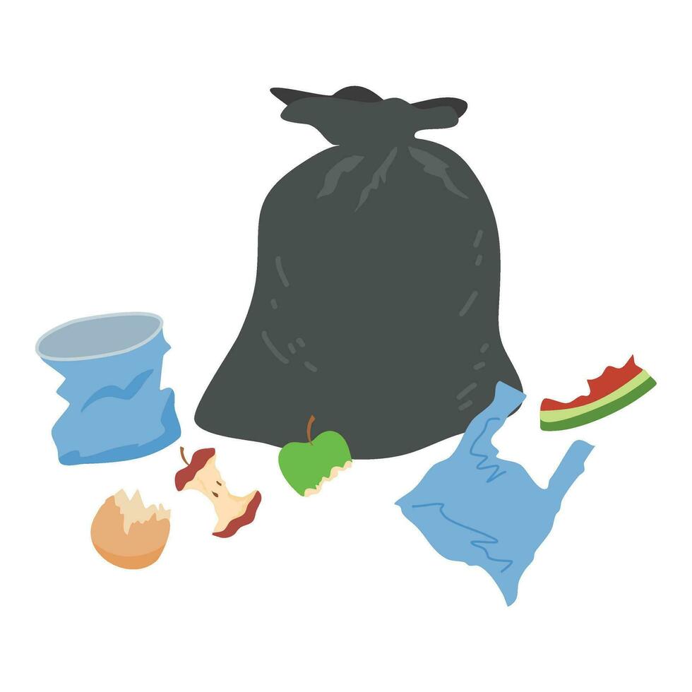 many piles of trash with plastic bags vector