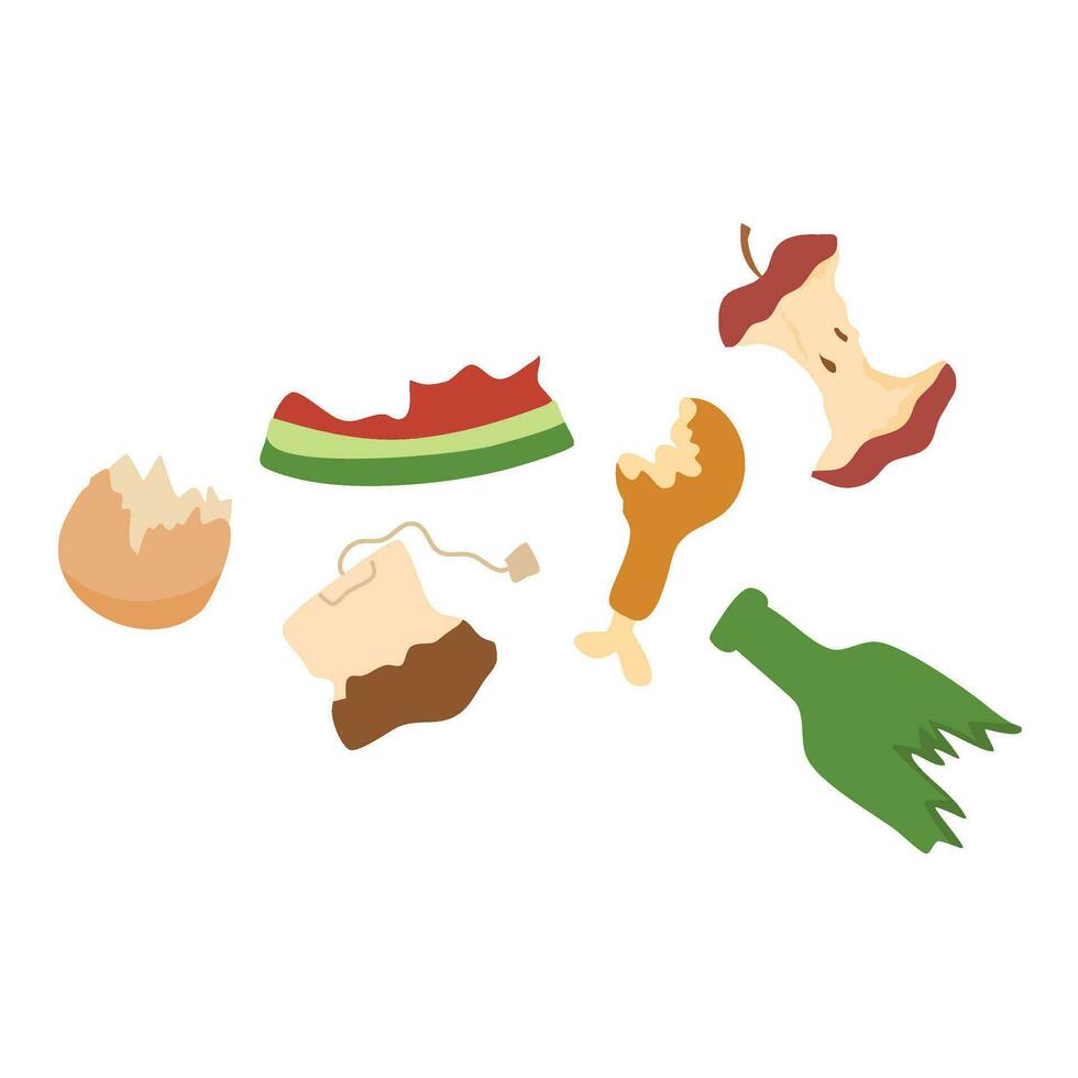 domestic waste for compost from fruits and vegetables vector