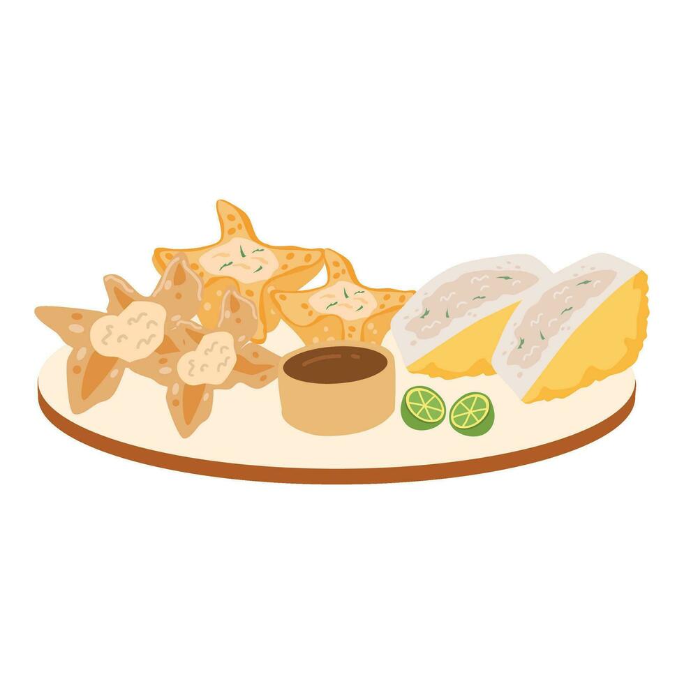 Batagor Baso Tofu Fried, Deep Fried Fish Dumpling vector