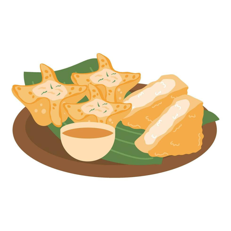 baso tahu goreng o batagor, Bandung popular calle comida bocadillo vector