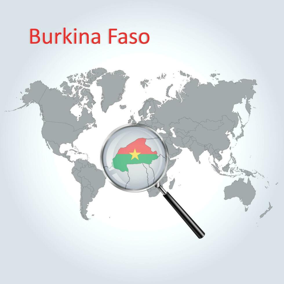 magnificado mapa burkina faso con el bandera de burkina faso ampliación de mapas, vector Arte