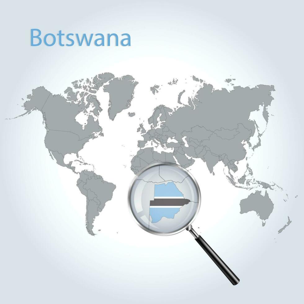 magnificado mapa Botswana con el bandera de Botswana ampliación de mapas, vector Arte