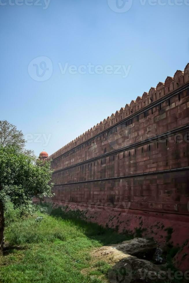 Architectural details of Lal Qila - Red Fort situated in Old Delhi, India, View inside Delhi Red Fort the famous Indian landmarks photo