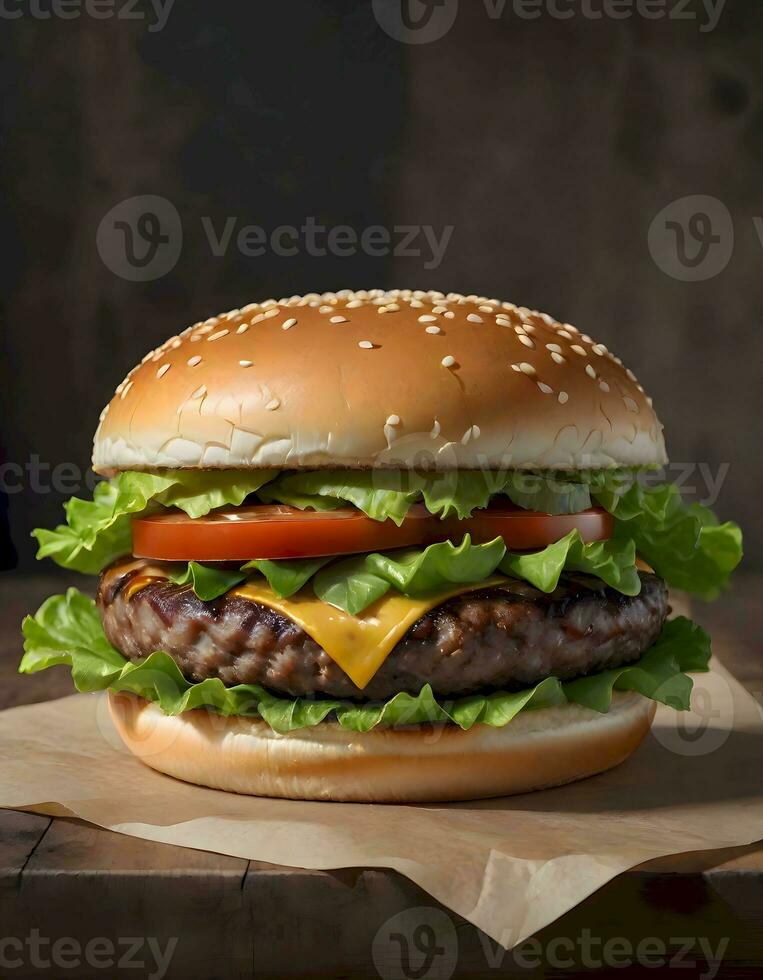 AI generated Realistic Eye Catching Burger photo