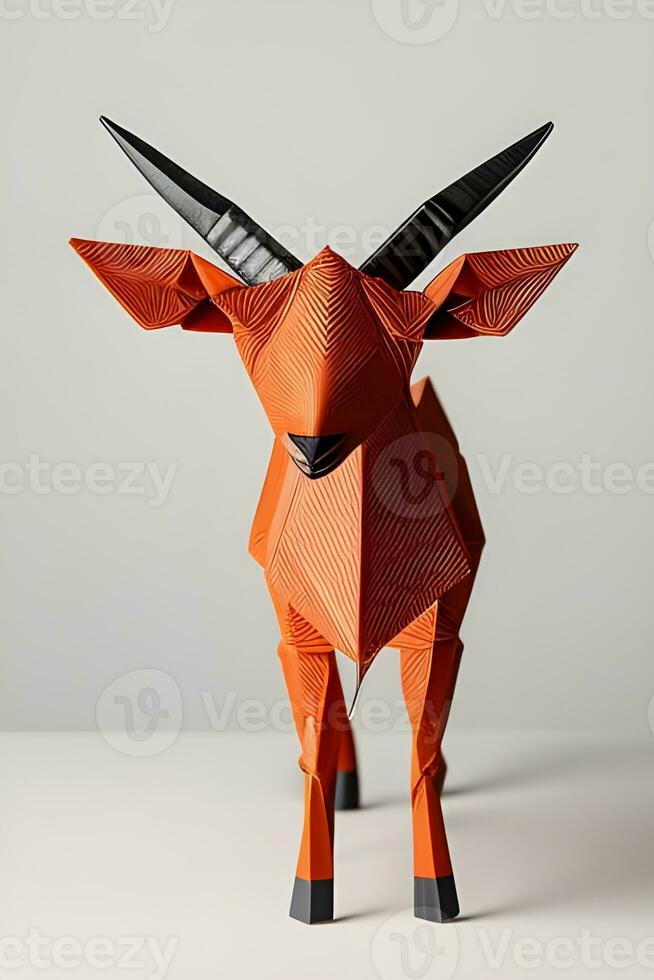 AI generated Origami goat on light background, generated by AI photo